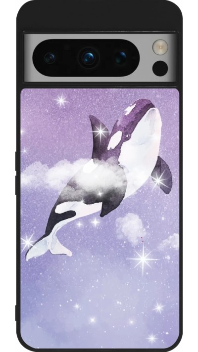 Google Pixel 8 Pro Case Hülle - Silikon schwarz Whale in sparking stars