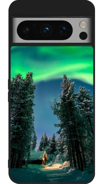 Google Pixel 8 Pro Case Hülle - Silikon schwarz Winter 22 Northern Lights