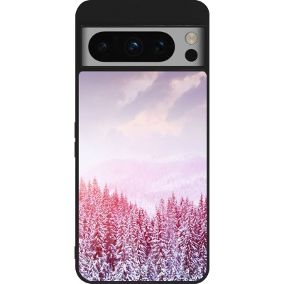 Google Pixel 8 Pro Case Hülle - Silikon schwarz Winter 22 Pink Forest