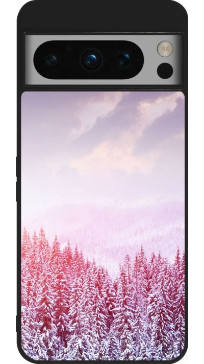 Google Pixel 8 Pro Case Hülle - Silikon schwarz Winter 22 Pink Forest