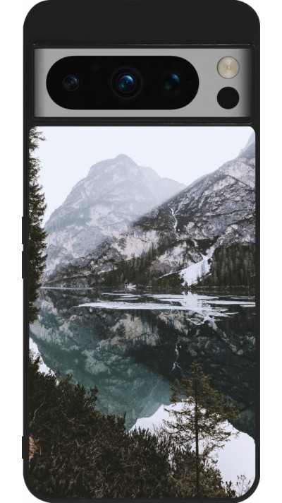 Google Pixel 8 Pro Case Hülle - Silikon schwarz Winter 22 snowy mountain and lake