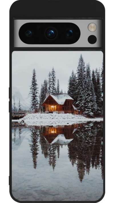 Google Pixel 8 Pro Case Hülle - Silikon schwarz Winter 25 Winter house forest afternoon