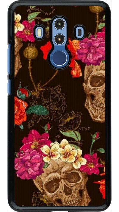 Hülle Huawei Mate 10 Pro - Skulls and flowers