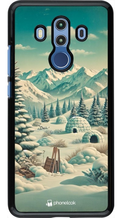 Huawei Mate 10 Pro Case Hülle - Vintage Schneebedeckter Berg Iglu