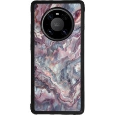 Huawei Mate 40 Pro Case Hülle - Silikon schwarz Violetter silberner Marmor