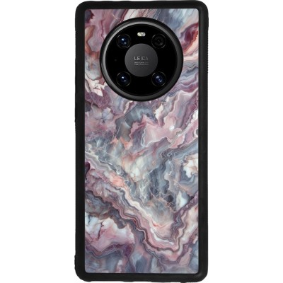 Huawei Mate 40 Pro Case Hülle - Silikon schwarz Violetter silberner Marmor