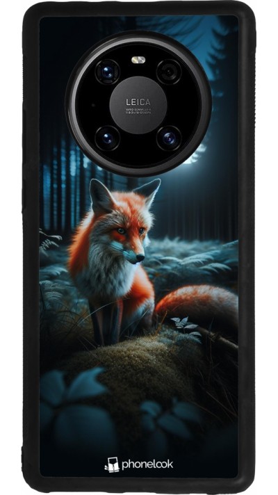 Coque Huawei Mate 40 Pro - Silicone rigide noir Renard lune forêt