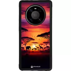 Huawei Mate 40 Pro Case Hülle - Silikon schwarz Safari Sonnenuntergang Wildtiere