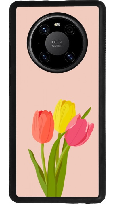 Huawei Mate 40 Pro Case Hülle - Silikon schwarz Spring 23 tulip trio