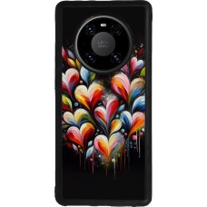 Huawei Mate 40 Pro Case Hülle - Silikon schwarz Valentin 2024 Schwarzes Herz Abstrakt