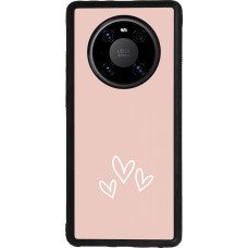 Huawei Mate 40 Pro Case Hülle - Silikon schwarz Valentine 2023 three minimalist hearts