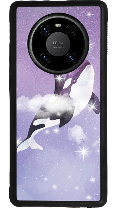 Coque Huawei Mate 40 Pro - Silicone rigide noir Whale in sparking stars