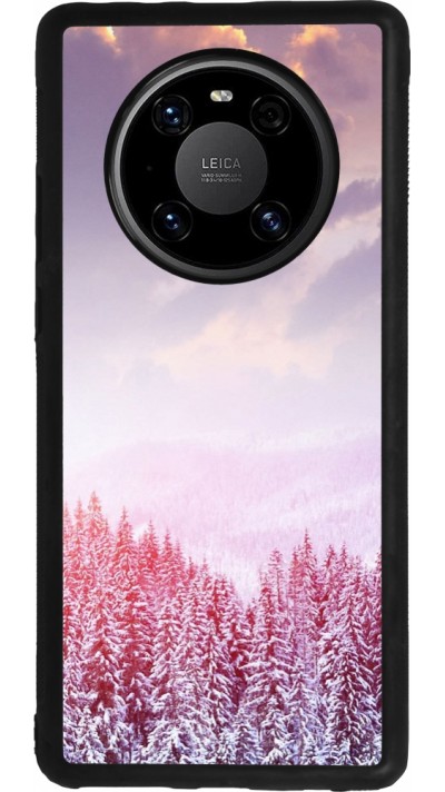 Coque Huawei Mate 40 Pro - Silicone rigide noir Winter 22 Pink Forest