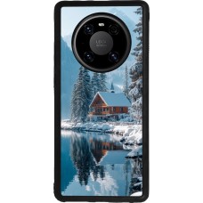 Huawei Mate 40 Pro Case Hülle - Silikon schwarz Winter 25 Winter house forest day