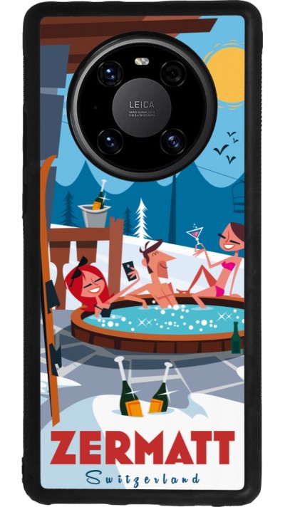 Coque Huawei Mate 40 Pro - Silicone rigide noir Zermatt Mountain Jacuzzi