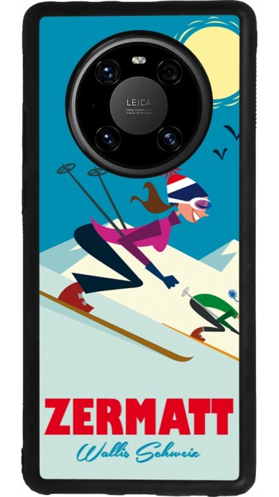 Coque Huawei Mate 40 Pro - Silicone rigide noir Zermatt Ski Downhill
