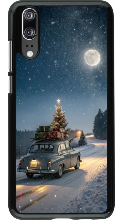 Huawei P20 Case Hülle - Christmas 25 Car with Tree Xmas