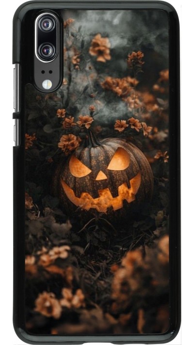 Huawei P20 Case Hülle - Halloween 2025 Pumpkin with flowers