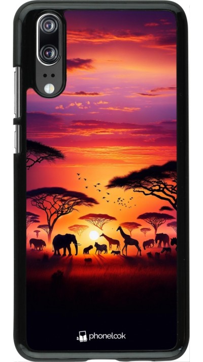 Huawei P20 Case Hülle - Safari Sonnenuntergang Wildtiere