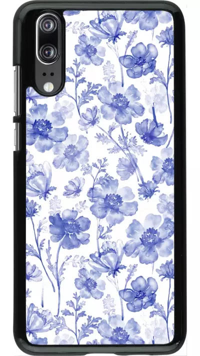Huawei P20 Case Hülle - Spring 23 watercolor blue flowers