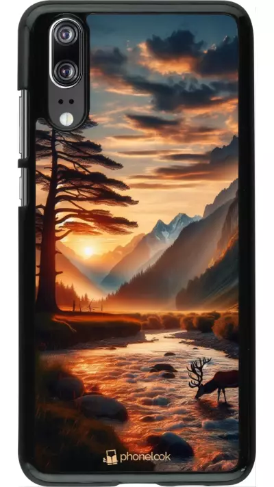 Huawei P20 Case Hülle - Tal Sonnenuntergang Hirsch Baum