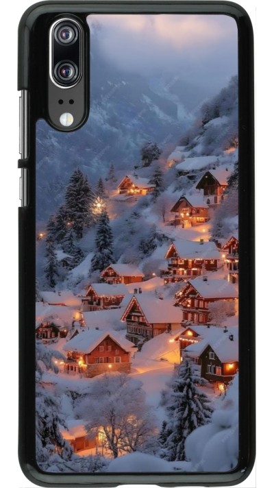 Huawei P20 Case Hülle - Winter 25 Winter snowy village