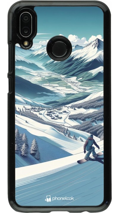 Huawei P20 Lite Case Hülle - Snowboarder Berg