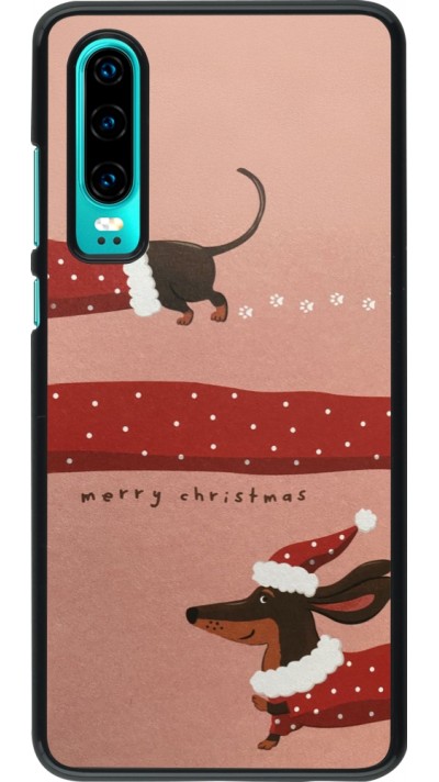 Huawei P30 Case Hülle - Christmas 25 Teckel Merry Xmas