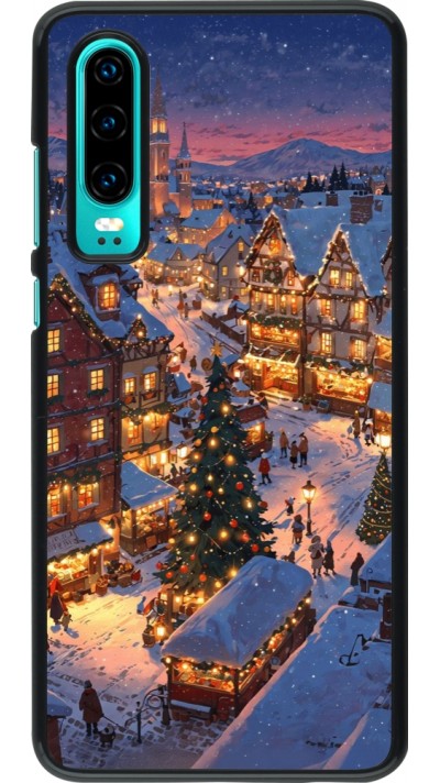Huawei P30 Case Hülle - Christmas 25 Xmas Village
