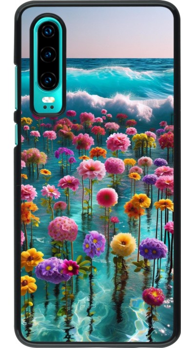 Huawei P30 Case Hülle - Blumenmeer Wellen