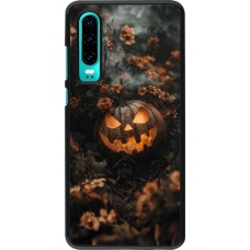 Huawei P30 Case Hülle - Halloween 2025 Pumpkin with flowers