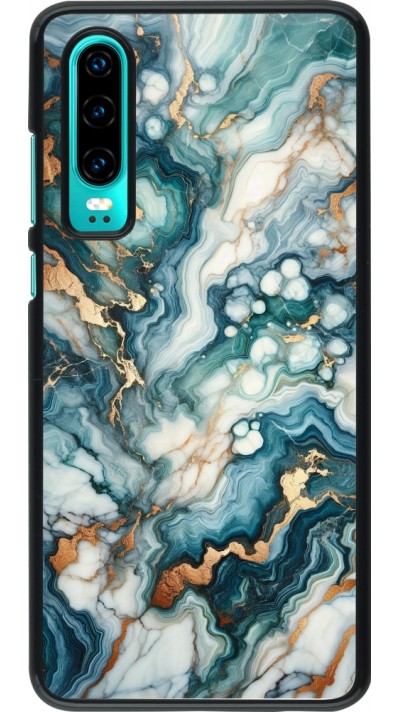 Huawei P30 Case Hülle - Grüner Blauer Goldener Marmor