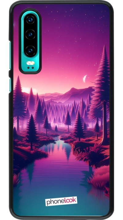 Huawei P30 Case Hülle - Lila-rosa Landschaft