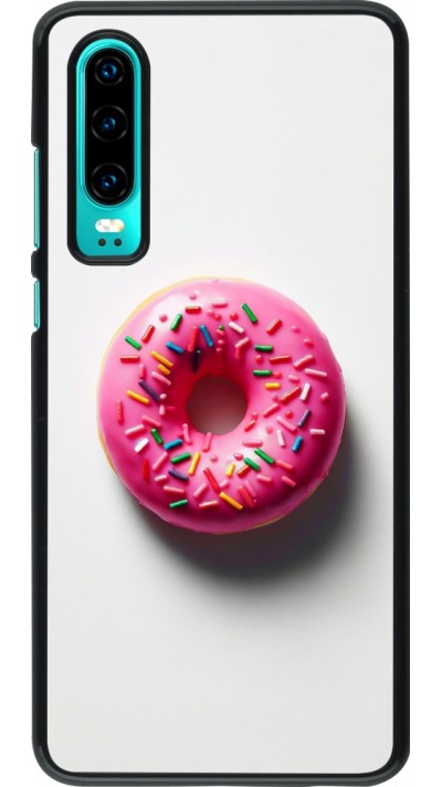 Huawei P30 Case Hülle - Weisser Hintergrund, pinker Donut