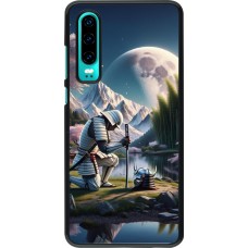 Huawei P30 Case Hülle - Samurai Katana Mond
