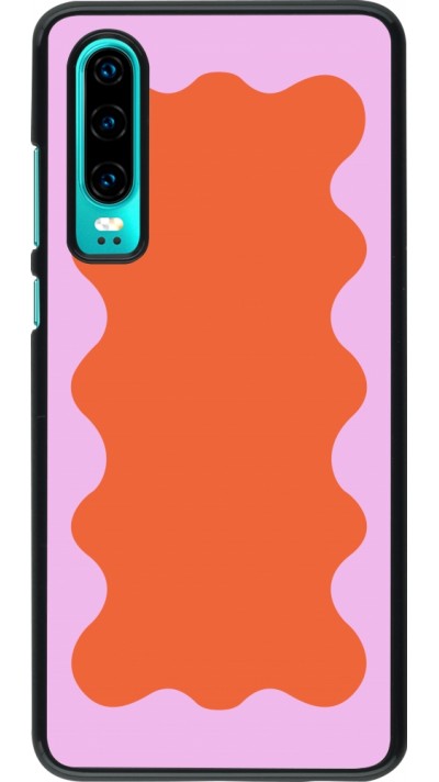 Huawei P30 Case Hülle - Wavy Rectangle Orange Pink