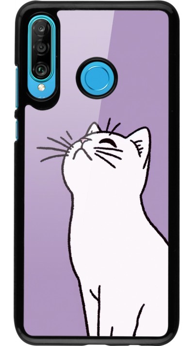 Huawei P30 Lite Case Hülle - Chat auf lila Hintergrund