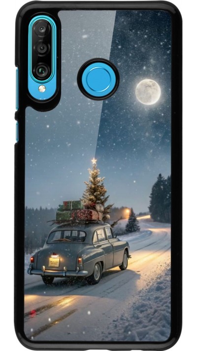 Huawei P30 Lite Case Hülle - Christmas 25 Car with Tree Xmas