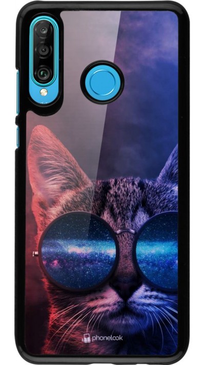 Hülle Huawei P30 Lite - Red Blue Cat Glasses