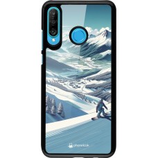 Huawei P30 Lite Case Hülle - Snowboarder Berg