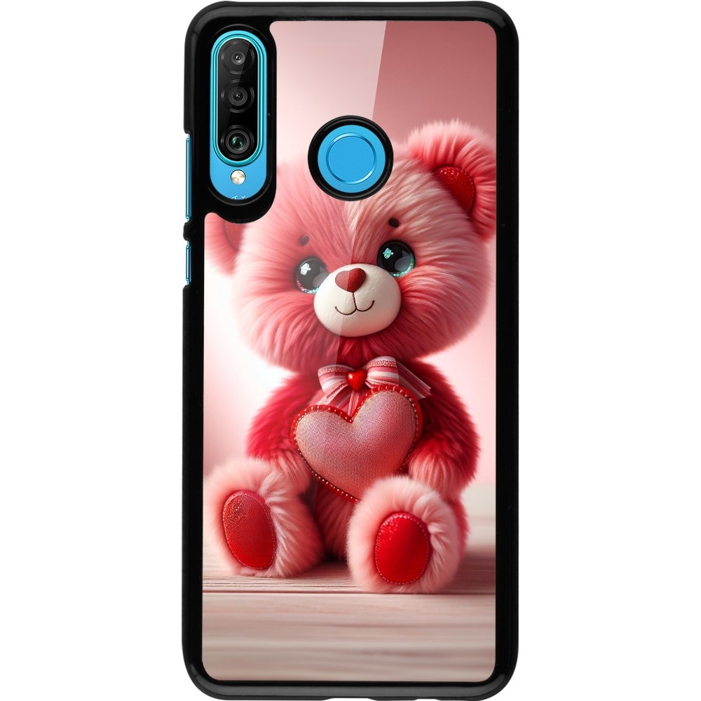 Huawei P30 Lite Case Hülle - Valentin 2024 Rosaroter Teddybär
