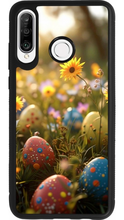 Huawei P30 Lite Case Hülle - Silikon schwarz Easter 2026 Decorated eggs