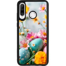 Huawei P30 Lite Case Hülle - Silikon schwarz Easter 2026 Eggs with flowers
