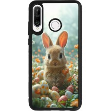 Huawei P30 Lite Case Hülle - Silikon schwarz Easter 2026 Rabbit in the garden