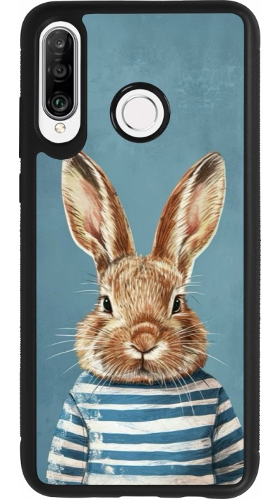 Huawei P30 Lite Case Hülle - Silikon schwarz Easter 2026 Rabbit navy