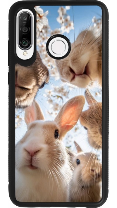 Huawei P30 Lite Case Hülle - Silikon schwarz Easter 2026 Rabbits