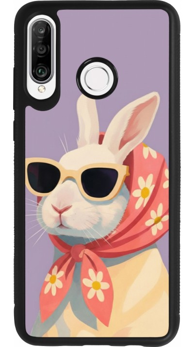 Huawei P30 Lite Case Hülle - Silikon schwarz Easter 2026 Rabbit with scarf