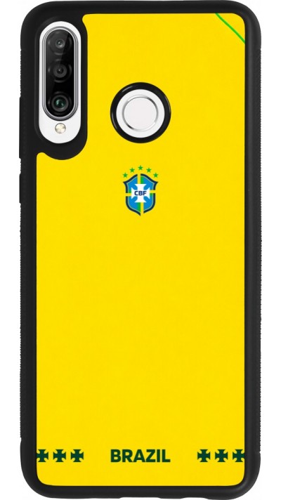 Huawei P30 Lite Case Hülle - Silikon schwarz Brasilien 2026 personalisierbares Fussballtrikot