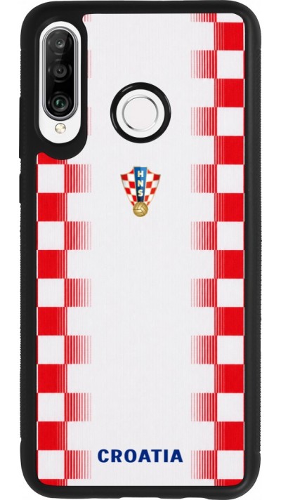 Huawei P30 Lite Case Hülle - Silikon schwarz Kroatien 2026 personalisierbares Fussballtrikot