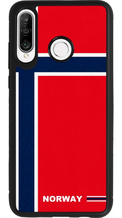 Huawei P30 Lite Case Hülle - Silikon schwarz Norwegen 2026 personalisierbares Fussballtrikot